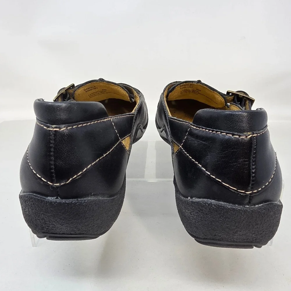 Naturalizer Dangle Loafers Women 6M Black Leather Caged Fisherman Flats Buckle